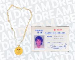 44   -  HUGO RUBIO'S COLLECTION | 1986 COLO-COLO | PLAYER ID + CHAMPION MEDAL