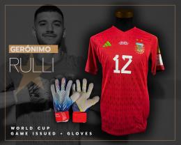 55   -  GERÓNIMO RULLI #12 | 2022 ARGENTINA WORLD CUP | GAME ISSUED JERSEY  & GLOVES vs SAUDI ARABIA