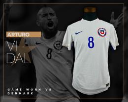 95   -  ARTURO VIDAL #8 | 2018 CHILE |  GAME WORN vs DENMARK 