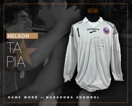 111   -  NELSON TAPIA #1 | 2008 SHOWBOL CHILE | GAME WORN  VS ARGENTINA | SIGNED by DIEGO MARADONA 