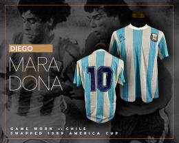 80   -  DIEGO MARADONA #10 | 1989 AMERICA CUP ARGENTINA | SWAPPED W/HECTOR PUEBLA | MUSEUM PIECE