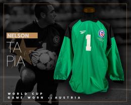 94   -  NELSON TAPIA #1 | 1998 WORLD CUP CHILE | GAME WORN vs AUSTRIA | PLAYER PROVENANCE