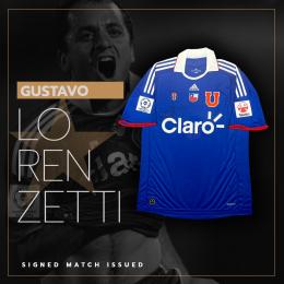 140   -  GUSTAVO LORENZETTI #22 | 2011  SUDAMERICANA U. DE CHILE | SIGNED MATCH ISSUED | FRAMED