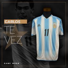 44   -  CARLOS TEVEZ #11 | 2004 ARGENTINA | GAME WORN vs PERÚ | SWAPPED | PLAYER PROVENANCE