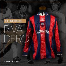 49   -  CLAUDIO RIVADERO #15 | 1996  MERCOSUR SAN LORENZO | GAME WORN vs U CATÓLICA  | SWAPPED