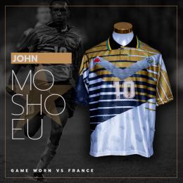 98   -  JOHN MOSHOEU #10 | 1997 SOUTHAFRICA | GAME WORN vs FRANCE |  COA