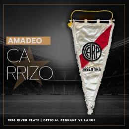 49   -  AMADEO CARRIZO #1 | 1956 RIVER PLATE | OFFICIAL PENNANT vs LANUS 