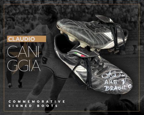 6   -  CLAUDIO CANIGGIA #7 | 1990 ARGENTINA COMMEMORATIVE BOOTS | SIGNED PHOTO PROOF