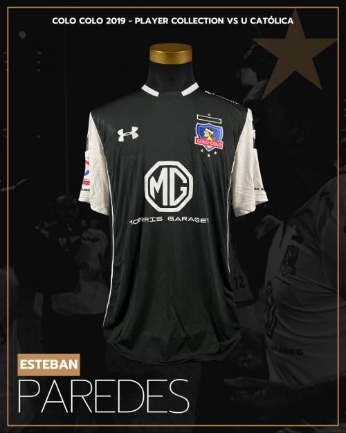 145   -  ESTEBAN PAREDES #7 | 2019 COLO COLO | GAME WORN vs U CATOLICA | PLAYER COLLECTION 