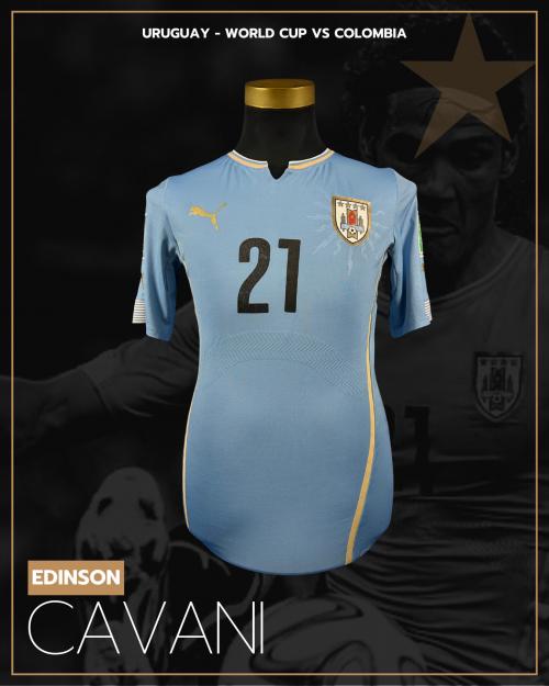 45   -  EDINSON CAVANI #21 | 2014 WORLD CUP URUGUAY | GAME WORN vs COLOMBIA | KITMAN PROVENANCE