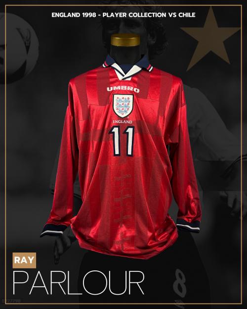 52   -  RAY PARLOUR #11 | 1998 ENGLAND | GAME WORN vs CHILE B | SWAPPED | PLAYER COLLECTION