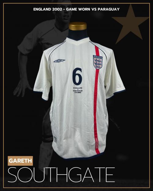 53   -  GARETH SOUTHGATE #6 | 2002 ENGLAND | GAME WORN vs PARAGUAY | SWAPPED