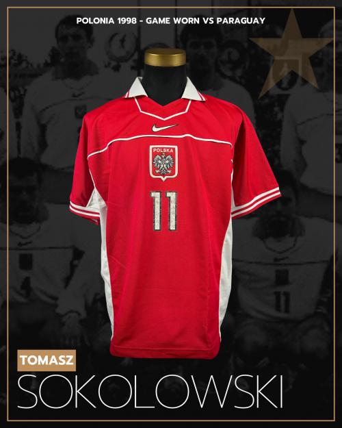 55   -  TOMASZ SOKOLOWSKI #11 | 1998 POLAND | GAME WORN vs PARAGUAY | SWAPPED