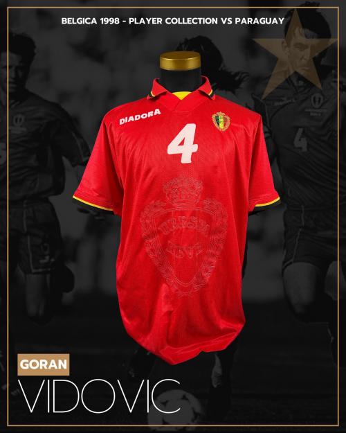 56   -  GORDAN VIDOVIC #4 | 1998 BELGIUM | GAME WORN vs PARAGUAY | SWAPPED | PLAYER COLLECTION