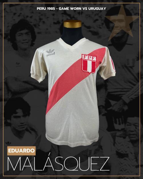 75   -  EDUARDO MALASQUEZ #18 |1985 PERÚ | GAME WORN vs URUGUAY | GAME WORN 