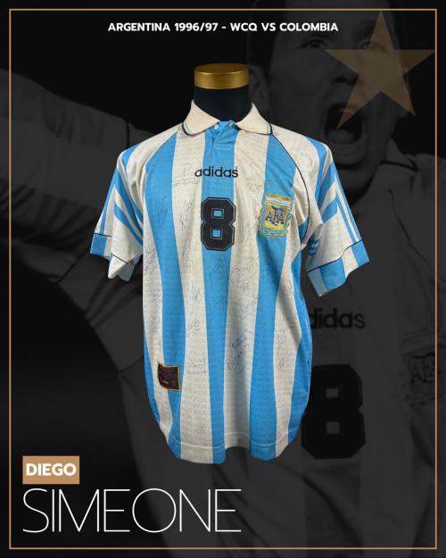78   -  DIEGO SIMEONE #8 | 1996/97 ARGENTINA WCQ | MATCH WORN | FULL TEAM SIGNED