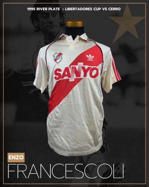 92   -  ENZO FRANCESCOLI #9| 1995  RIVER PLATE LIBERTADORES | GAME WORN vs CERRO | PLAYER COLLECTION
