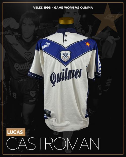 94   -  LUCAS CASTROMAN #14 | 1998 VELEZ SARSFIELD MERCOSUR  | GAME WORN vs OLIMPIA | SWAPPED