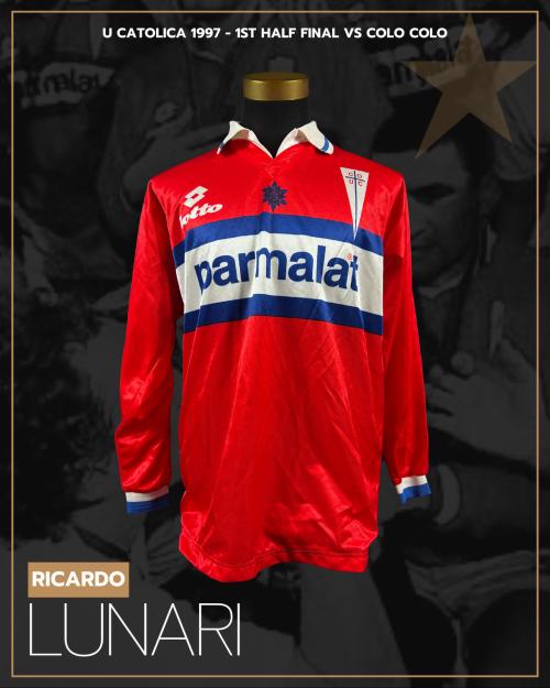 141   -  RICARDO LUNARI #8 | 1997 U CATOLICA | FINAL 1st HALF WORN vs COLO COLO | PLAYER COLLECTION