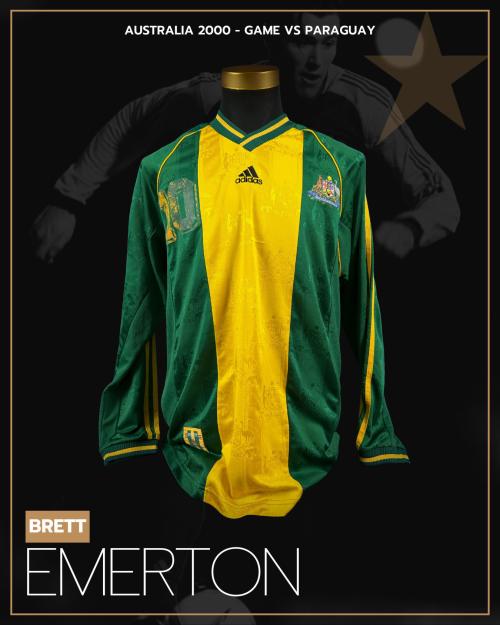 39   -  BRETT EMERTON #10 | 2000 AUSTRALIA | GAME WORN vs PARAGUAY  | SWAPPED |  PLAYER COLLECTION