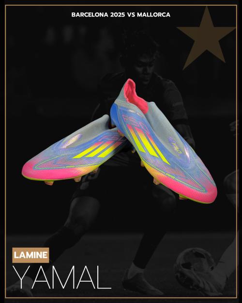 50   -  LAMINE YAMAL #19 | 2025 BARCELONA | GAME WORN BOOTS vs MALLORCA | PHOTOMATCHED | PROVENANCE