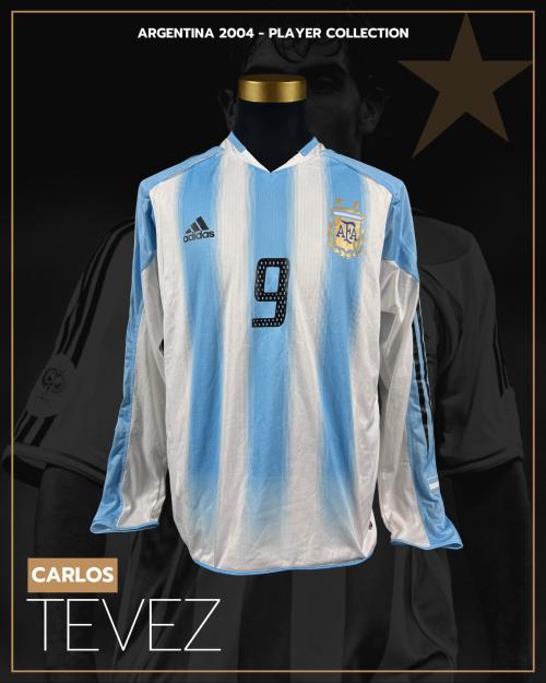 56   -  CARLOS TEVEZ #9| 2004 ARGENTINA WCQ | GAME WORN vs CHILE | SWAPPED | PLAYER COLLECTION