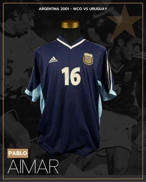 57   -  PABLO AIMAR #16 | 2001 ARGENTINA WCQ | ONLY GAME WORN vs URUGUAY | SWAPPED | PLAYER COLLECTION