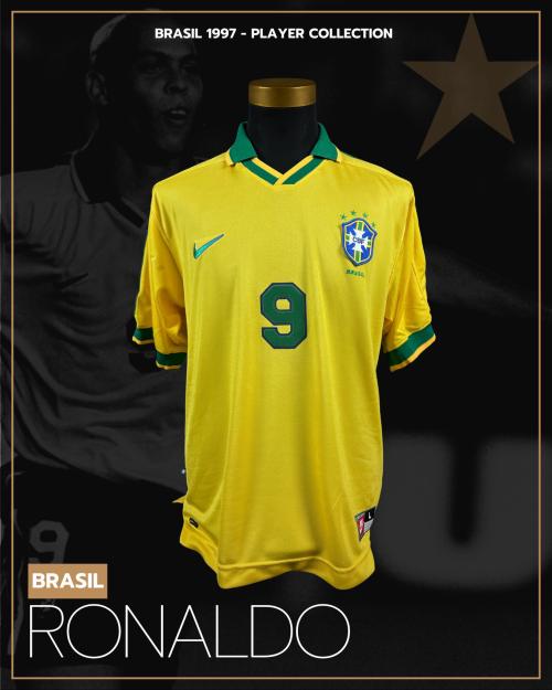 61   -  RONALDO #9 | 1997 BRAZIL FRIENDLY | GAME WORN vs CHILE | SWAPPED | PLAYER COLLECTION | MUSEUM PIECE