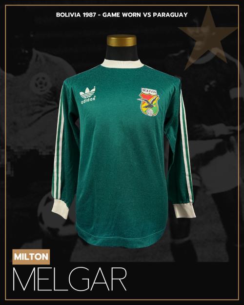 64   -  MILTON MELGAR #8 | 1987 BOLIVIA AMERICA CUP | GAME WORN vs PARAGUAY | PLAYER COLLECTION