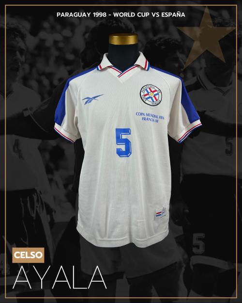 72   -  CELSO AYALA #5 | 1998 WORLD CUP PARAGUAY | GAME WORN vs SPAIN | PLAYER COLLECTION