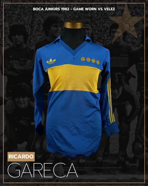 95   -  RICARDO GARECA  #9 | 1982 BOCA JUNIORS | GAME WORN vs VELEZ | PLAYER PROVENANCE