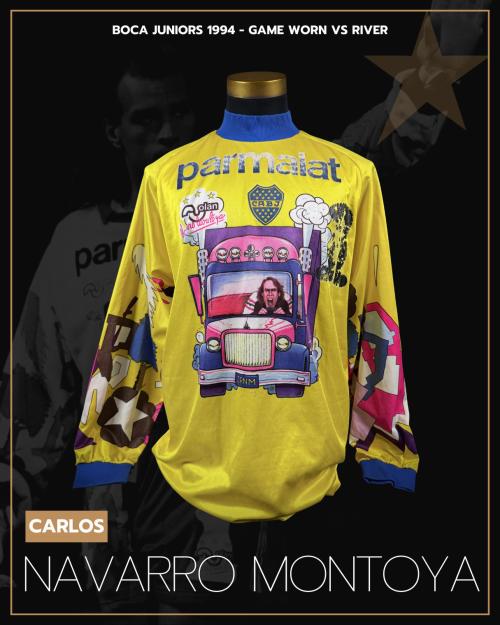 100   -  CARLOS NAVARRO MONTOYA #1 | 1994 BOCA JUNIORS APERTURA  | GAME WORN vs RIVER PLATE | SWAPPED | PLAYER COLLECTION