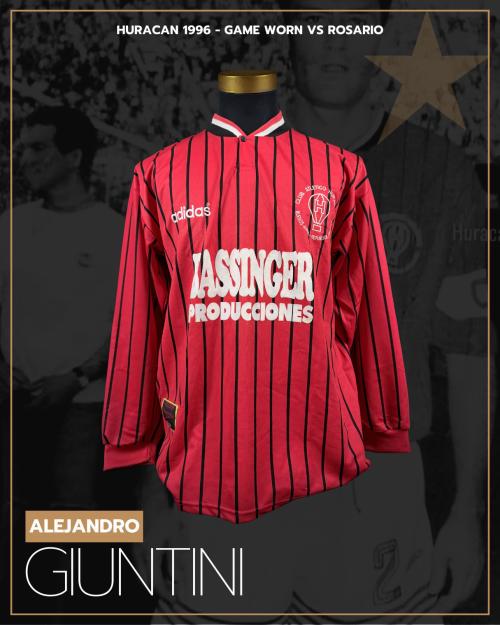 109   -  ALEJANDRO GIUNTINI #6 | 1996 HURACÁN CLAUSURA | GAME WORN vs ROSARIO CENTRAL | SWAPPED | PLAYER COLLECTION