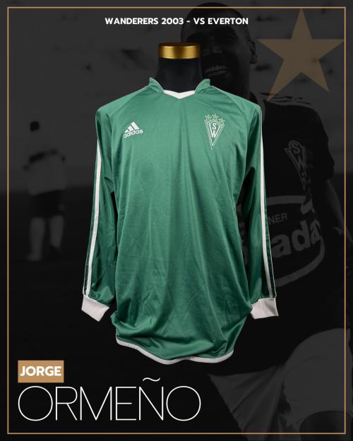 175   -  JORGE ORMEÑO #8 | 2003 WANDERERS PRE-CUP | GAME WORN vs EVERTON | SWAPPED | PLAYER COLLECTION