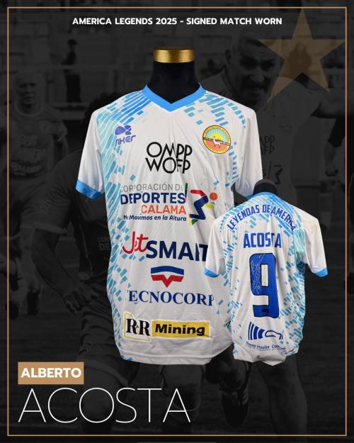 177   -  ALBERTO ACOSTA #9 | 2025 AMERICA LEGENDS  | GAME WORN vs COBRELOA LEGENDS | SIGNED | CHARITY