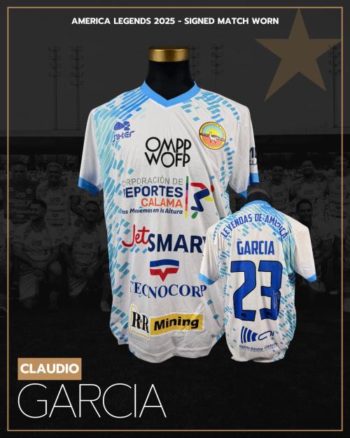 181   -  CLAUDIO GARCÍA #23 | 2025 AMERICA LEGENDS  | GAME WORN vs COBRELOA LEGENDS | SIGNED | CHARITY