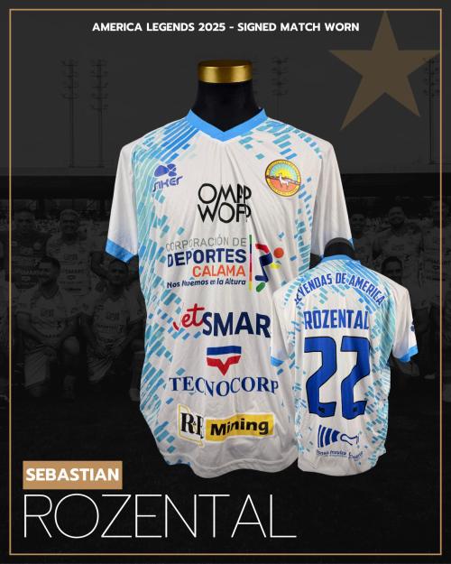 185   -  SEBASTIAN ROZENTAL #22 | 2025 AMERICA LEGENDS  | GAME WORN vs COBRELOA LEGENDS | CHARITY