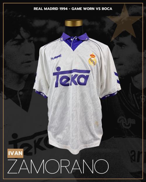 29   -  IVAN ZAMORANO #9 | 1994 REAL MADRID IBEROAMERICANA CUP| GAME WORN vs BOCA JUNIORS | SWAPPED