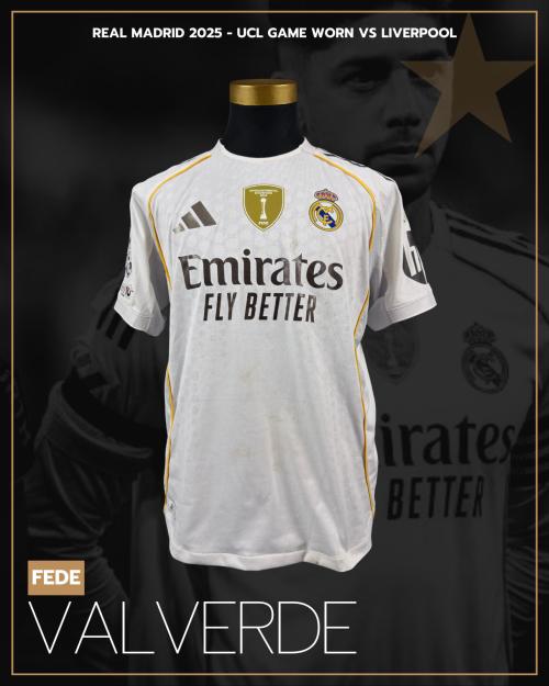 30   -  FEDERICO VALVERDE  #8 | 2025 REAL MADRID UCL | GAME WORN vs LIVERPOOL | UNWASHED | MULTI PHOTOMATCHED