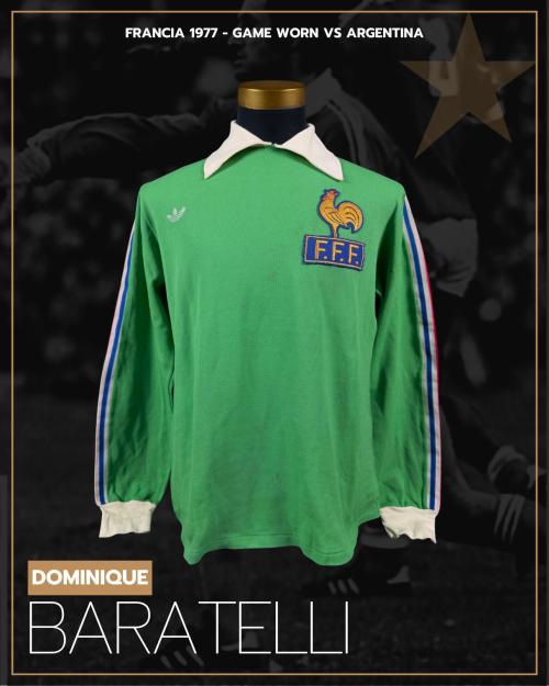 38   -  DOMINIQUE BARATELLI #1 | 1977 FRANCE PRE WC TOUR| GAME WORN vs ARGENTINA |MUSEUM PIECE