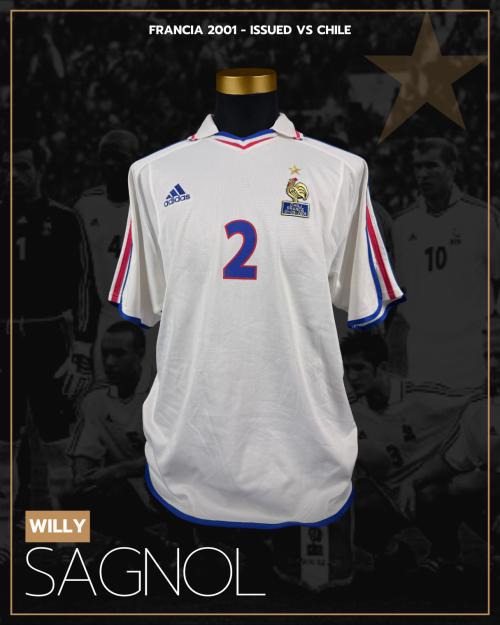 40   -  WILLY SAGNOL #2 | 2001 FRANCE | GAME ISSUED vs CHILE | SWAPPED | PLAYER COLLECTION |  IVAN ZAMORANO FAREWELL