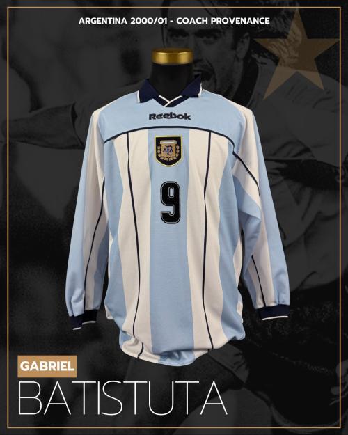 65   -  GABRIEL BATISTUTA #9 | 2000/01 ARGENTINA | MATCH ISSUED | COACH PROVENANCE