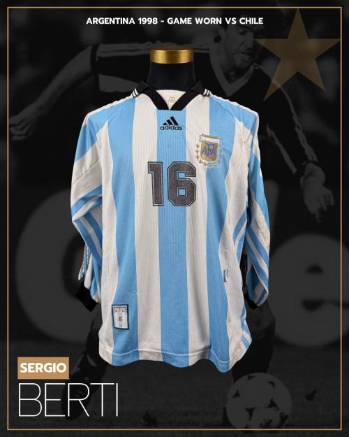 66   -  SERGIO BERTI #16 | 1998 ARGENTINA | GAME WORN vs CHILE | PLAYER PROVENANCE