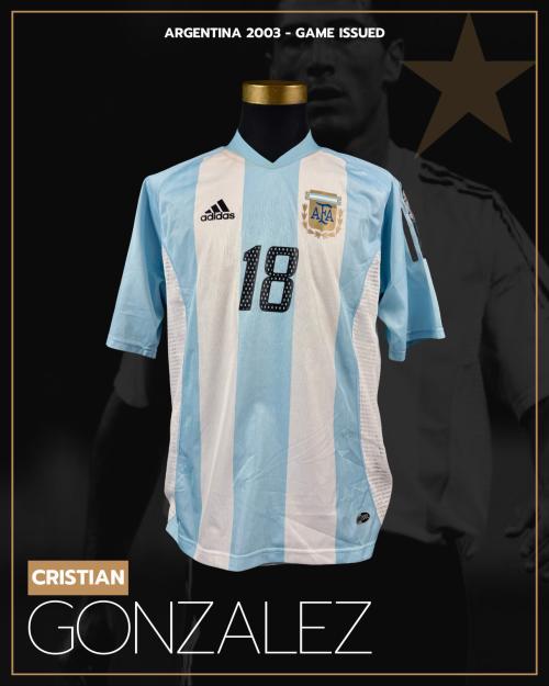 68   -  CRISTIAN GONZALEZ #18 | 2003 ARGENTINA | GAME ISSUED VS URUGUAY | SWAPPED | PLAYER COLLECTION