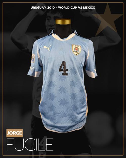 74   -  JORGE FUCILE #4 | 2010 URUGUAY WORLD CUP | GAME WORN vs MÉXICO | UNWASHED | PHOTOMATCHED