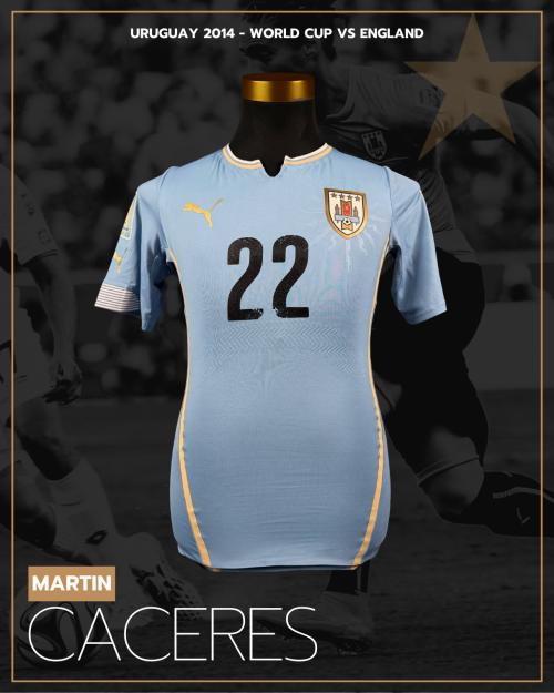 75   -  MARTÍN CÁCERES #22 | 2014 URUGUAY WORLD CUP | GAME WORN vs ENGLAND | PROVENANCE STORY