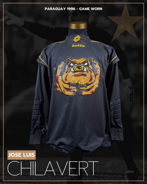 80   -  JOSE LUIS CHILAVERT #1 | 1996 PARAGUAY WCQ  | GAME WORN vs URUGUAY  | PROVENANCE