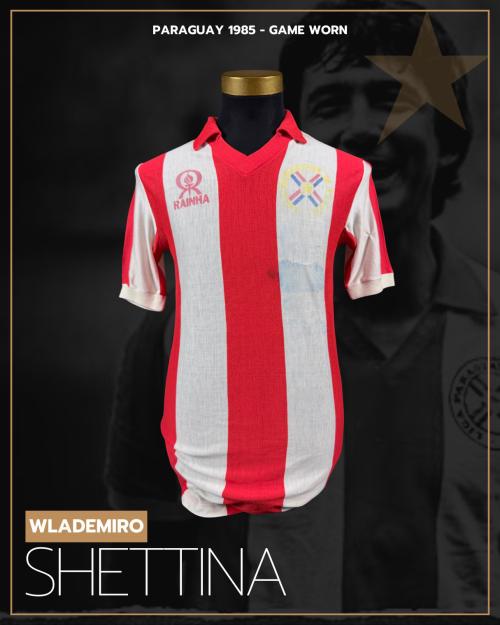 81   -  WLADIMIRO SHETTINA #4 | 1985 PARAGUAY WCQ | GAME WORN vs CHILE | KITMAN  COLLECTION