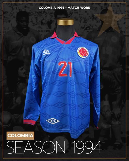 91   -  COLOMBIA #21 | 1994/95 | GAME WORN vs URUGUAY | PROVENANCE