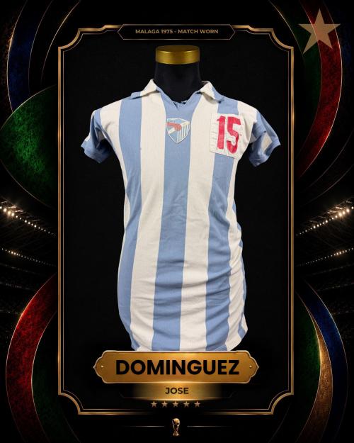 13   -  JOSÉ DOMINGUEZ #4 | 1975 MALAGA | GAME WORN vs PEÑAROL | SWAPPED | PLAYER COLLECTION